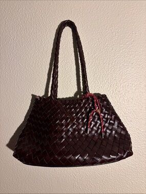 Real Leather Woven Shoulder Bag in Deep Brown - Dragon Diffusion Inspired